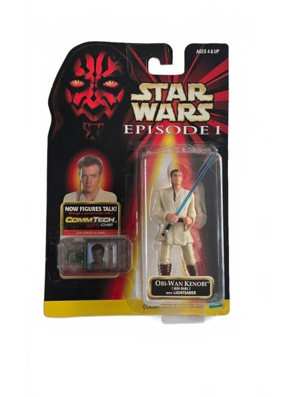 1998 Star Wars Episode 1 Obi-Wan Kenobi Action Figure with CommTech Chip